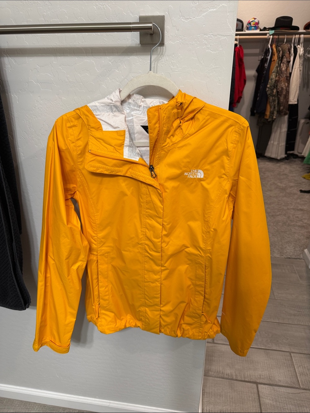 The North Face Women's Bright Yellow Hooded Shell Rain Jacket